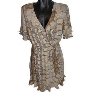 Dex Snake Print Faux Wrap Dress M